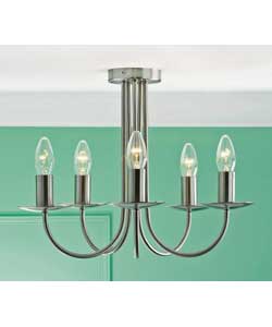Candle 5 Light Satin Nickel Ceiling Fitting
