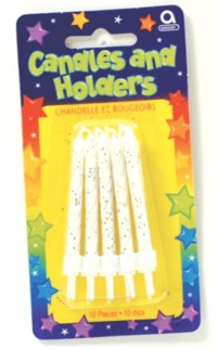 Unbranded Candles: Glitter White with Holders Pk10