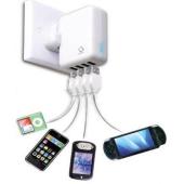 Compact Worldwide USB 4 Port Charging Power Adaptor comes supplied with Global interchangeable plugs