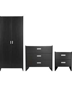 Unbranded Capella 3-Piece 2 Door Wardrobe Package - Black