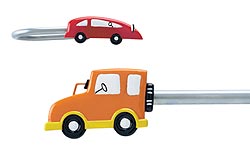 Pole extends from 120-200cms. Finials (L)100, (H)5, (D)5cms. Choose from Car or Truck