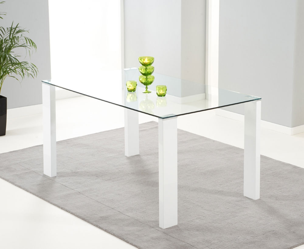 Unbranded Carla White Gloss and Glass Dining Table - 150cm