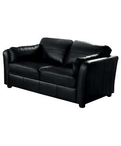 Unbranded Carmelo Regular Leather Sofa - Black
