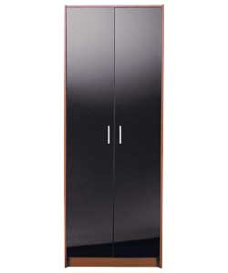 Unbranded Caspian 2 Door Wardrobe - Black Gloss with Beech Finish