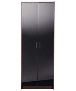 Unbranded Caspian 2 Door Wardrobe - Black Gloss with Wenge Finish