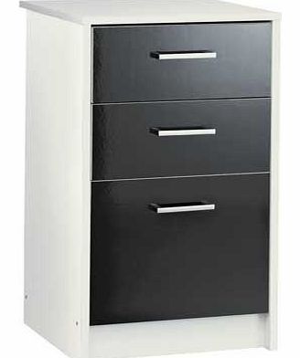 Wood and high gloss finish make the Caspian range ideal for the contemporary home office. This 3 drawer filing cabinet in white and black gloss is a good choice to keep your paperwork organised. Part of the Caspian collection Wood effect cabinet. 3 n