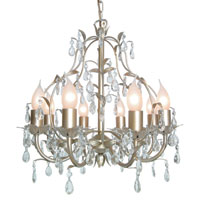Height: 370mm Width: 400mm, Requires max 8 x 60w Candle E14 SES bulbs, Hand brushed satin gold &