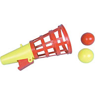 Click the trigger to shoot the ball high into the air  then catch it in the 18cm cone. Spare ball pr