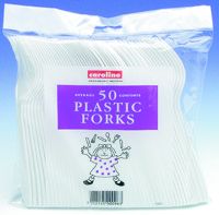 Cost effective bag of 50 disposable plastic forks ideal for fund raising events, BBQs and other even