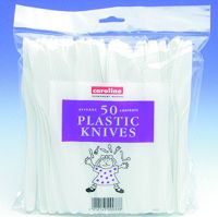 Cost effective bag of 50 disposable plastic knives ideal for fund raising events, BBQs and other eve