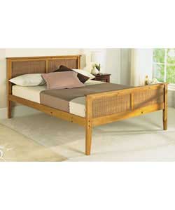 Ceylon Double Bed with Sprung Mattress - Antique