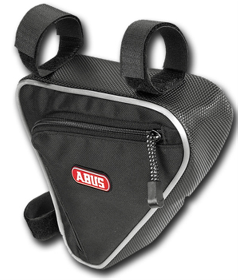 TRANSPORTING A CHAIN ON A BIKE CAN BE AWKWARD SO ABUS CREATED 2 DIFFERENT HIGHLY DURABLE FRAME BAGS