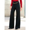 Straight leg trousers with detachable chain belt detail. Front zip and fly. Stretch fabric for comfo