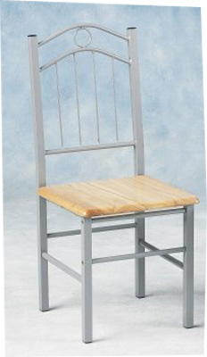 Silver/natural finish Louis dining chair with solid seat