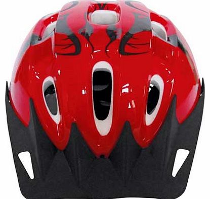 This Challenge Bike Helmet combines style and crucially. safety to make this very cool kids bicycle helmet. Stylish red design with black print will make your little boy look super cool as he rides. Designed to offer secure protection to the head of 