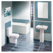 This Chambery Standard Bathroom suite features an acrylic bath with a straight glass shower screen. 