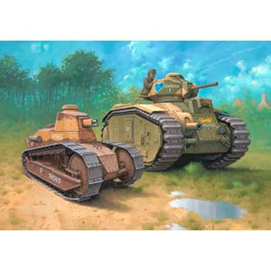 Unbranded Char B.1 Bis and Renault FT17 plastic kit 1:76