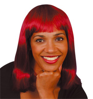Never dared colour you own hair? Use this great burgundy coloured wig instead. Available in a choice