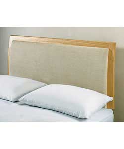 Solid wood headboard upholstered in a natural chenille fabric.Supplied with fixings.Size (W)7.5,