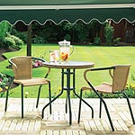 This Bistro set has the look and feel of wicker. Comprises 2 chairs and a table