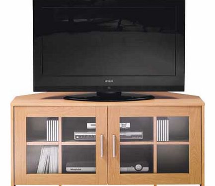 This beech effect TV entertainment unit has space for a variety of digital media boxes and storage for CDs and DVDs. The glass doors protect your items from dust and scratches. Part of the Chequer collection Collect in store today. Size H49.2. W100. 