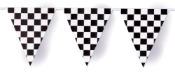 Chequered / Checkered flag bunting - 12 feet plastic