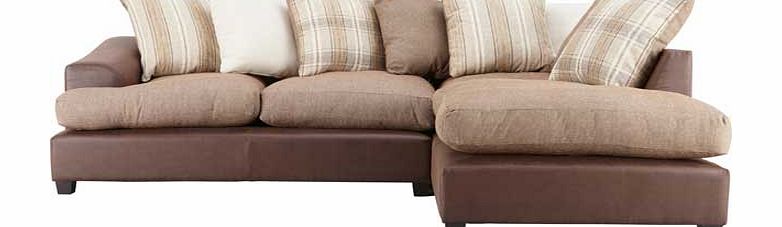 This attractive Mink Cheshire Leather Effect/Jumbo Cord RH Corner Sofa is a great option for any modern home. Offering supreme comfort. the Cheshire Corner Sofa will make the most of your living space effectively. This exquisite on-trend combination 