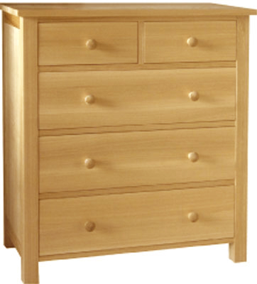 Unbranded CHEST OF DRAWERS 2 OVER 3 OILED HARDWOOD ACORN