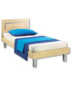 Maple effect MDF frame consisting of headboard, legs, side rails, head and toe panels. Mesh insert