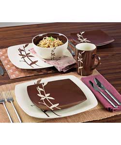 Chocolate Cream Blossom 16 Piece Stoneware Dinner Set