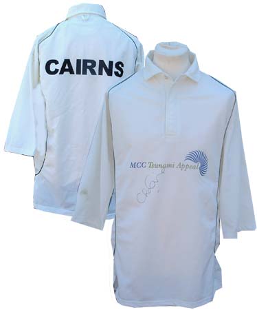 Unbranded Chris Cairns signed match worn MCC Tsunami shirt
