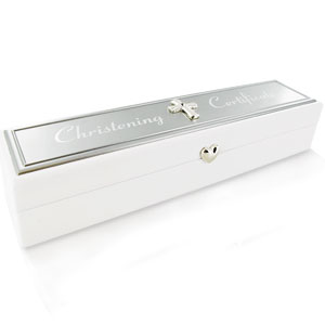 Unbranded Christening Collection White Wood Certificate Box