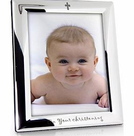 This gorgeous Christening Cross Silver Plated Photo Frame is perfect for any little ones christening day  especially once there is a photo from the occasion within. The silver plated photo frame has lovely shiny effect. To the top there is an engrave
