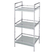 This chrome 3 tier spa unit has a square tube spa design. The 3 attractive glass shelves make this c
