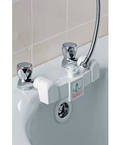 Hot and cold water mixer.Single mode hand shower with easy clean rubber tips.1.25m single locking ch