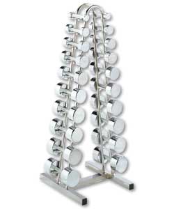 Chrome Dumbell Set with Stand