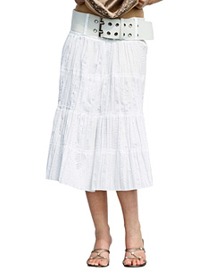 Chunky Belted Peasant Skirt White 1-