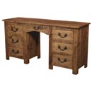 Chunky Plank Pine double pedestal dressing table