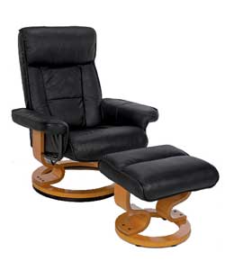 Unbranded Clara Leather Recliner and Footstool - Cream