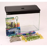 24x15x12 coldwater starter kit contents: aquarium, hood, condensation tray, internal power filter, f
