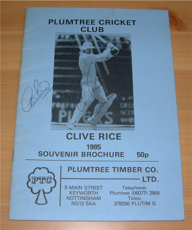 CLIVE RICE SIGNED 1985 SOUVENIR BROCHURE