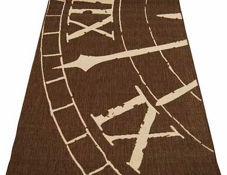 This fantastic hardwearing flatweave rug has been designed to incorporate a modern yet slightly rustic timepiece; a sure focal point to any living space. 100% polypropylene. Non-slip backing. Clean with a sponge and warm soapy water. Size L120. W170c
