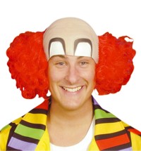 Classic bald head with curly orange hair beloved by clowns everywhere.
