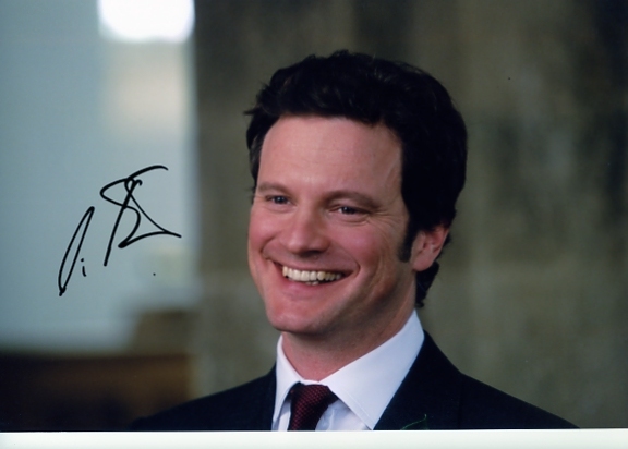 Signed in blue pen by Colin Firth. Certificate of Authenticity no. 0100000437