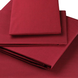 Colour Woven Cotton Flat Sheet- Double- Burgundy