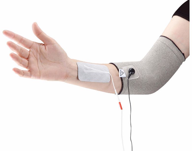 Conductive Wristlet. Electrotherapy relief for the elbow/arm area. For use with an electrical stimulator to target pain relief. Made from high quality silver yarn. Targets pain relief, swelling reduction, increasing blood circulation, fractures, spra