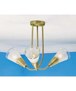 Cone 3 Light Antique Brass Ceiling Fitting