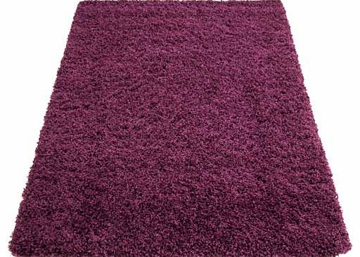 Great value plain shaggy rug in a rich plum colour. perfectly co-ordinated for all living areas of the home. Woven in a durable polypropylene that is easy to clean. 100% polypropylene. Woven backing. Surface shampoo only. Size L150. W80cm.
