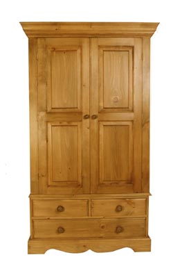 DOUBLE COTTAGE WARDROBE WITH 2 SMALL AND 1 LARGE DRAWER