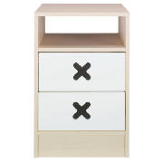This cottonwood chest of drawers comes in a maple effect with a white finish. The bedside chest, gre